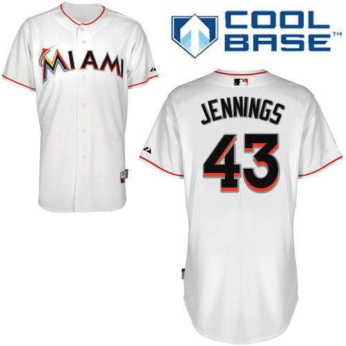 Dan Jennings #43 MLB Jersey-Miami Marlins Men's Authentic Home White Cool Base Baseball Jersey